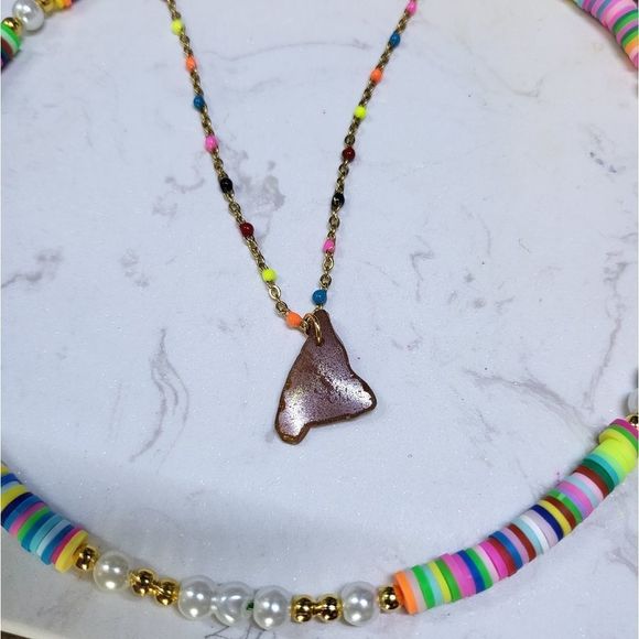 Handmade Doble layer necklace stainless steel and seaglass - Picture 8 of 10